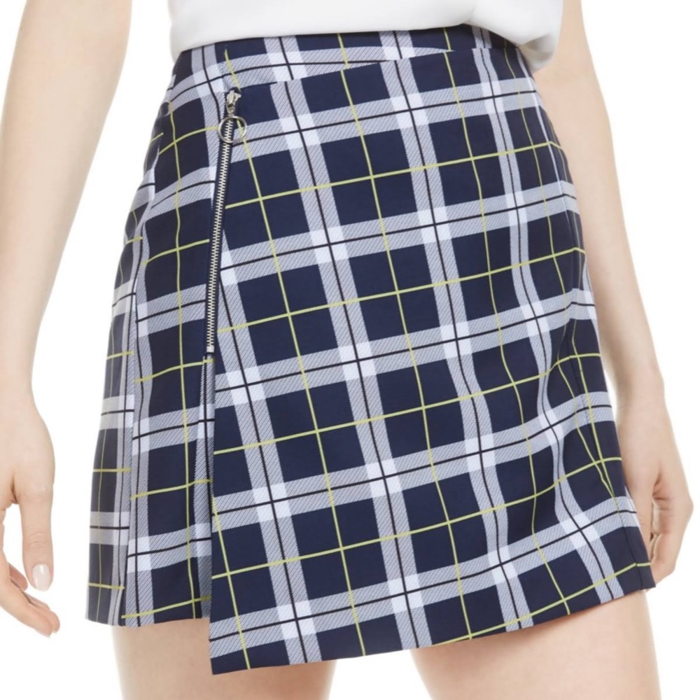 Bar III Womens Plaid Assymetric Mini Skirt